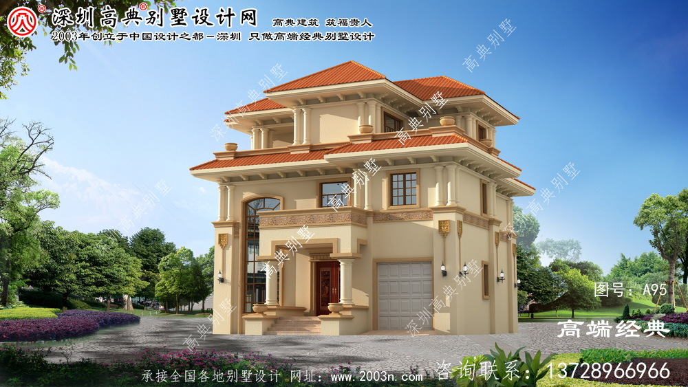 连云港市欧式三层农村建别墅设计图，房间形状非常漂亮