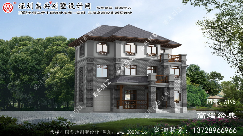 镇江市大气有质感的三层中式别墅设计图